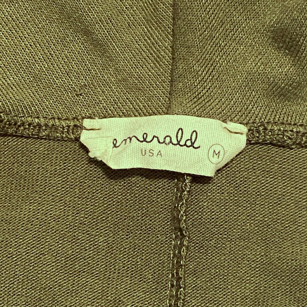 Emerald Olive Green Knit Cowl Neck Tunic Long Sleeve Button Back Patch Pockets M - Picture 11 of 12